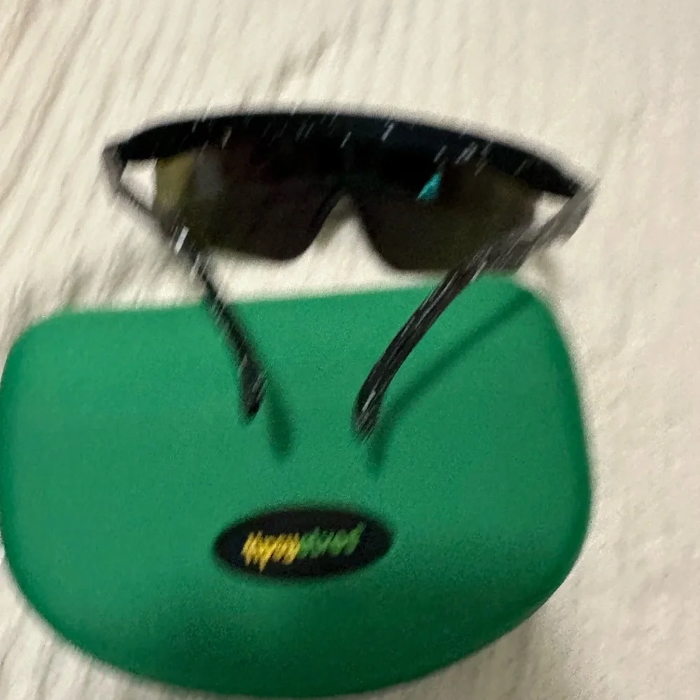 Tipsy Elves Green Mirrored Visor Sunglasses With Hard Case Limited Style